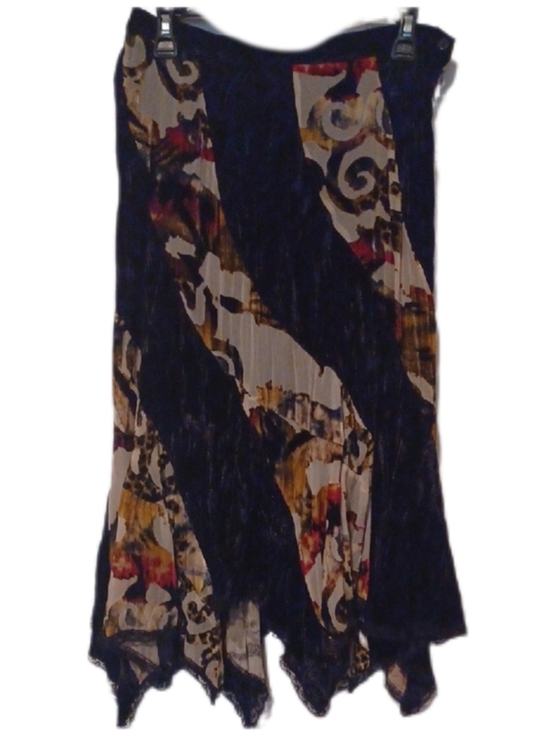 Alberto Makali Dresses & Skirts - << Alberto Makali Black Multicolor Asymmetrical Handkerchief Hem Skirt